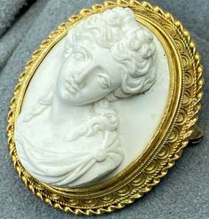 18K Yellow Gold Hardstone White Agate Cameo Antique Goddess Helen Of Troy Brooch | eBay Ornate Gold Carved Brooches, Ornate Carved Gold Brooches, Ornate Oval Carved Brooches, Ornate Carved Oval Brooches, Ornate Carved Collectible Brooches, Carved Yellow Gold Brooches, Collectible Carved Gold Brooches, Helen Of Troy, Cameo Jewelry