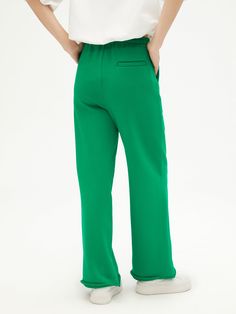 Details: Energetic positive green wide leg sweatpants Elasticized waistband with white drawstring Faroese rubber label design Natural rolled hems on the legs for a casual look Materials & Care: Cotton 100% Hand wash | Dry clean Do not bleach Size & Fit: Model is 5'7", Bust 32, Waist 24, Hips 35, wearing a size S Item #: IM3PA26 Rubber Label, Womens Matching Sets, Yellow Suit, Wide Leg Sweatpants, Collared Sweatshirt, Striped Polo Shirt, Wool Suit, Rolled Hem, Nice Shorts