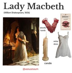 lady macbeth's costume and accessories are featured in this poster for the play, which is