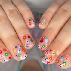 Short Mail, Truro Cornwall, Hippie Nails, Colorful Nails, Cute Gel Nails, Flower Nail, Dream Nails, Funky Nails, Nail Arts