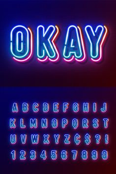 an illuminated neon sign that says okay