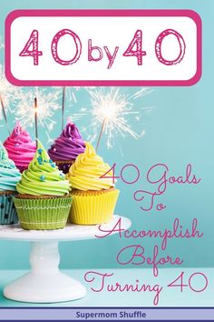 a cake with cupcakes and sparklers on it that says 40 days to accomplish before turning forty