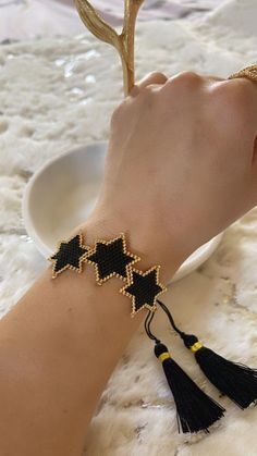 Miyuki bracelets 1 Piece Trendy Star Bracelet For Party, Trendy Star-shaped Bracelets For Party, Star-shaped Beaded Party Bracelets, Trendy Star-shaped Party Bracelet, Black Bracelets With Star Charm As Gift, Adjustable Black Bracelet With Star Charm, Adjustable Star-shaped Party Bracelets, Bracelet Miyuki, Miyuki Bracelet