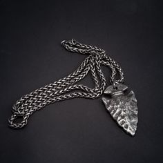 A 'hammered' style stainless steel spear head pendant featuring a Vegvisir design. Comes with matching stainless steel chain in a choice of two sizes 50cm (approx 19.5") and 70cm (approx 27.5") Handmade Viking Style Jewelry For Outdoor, Viking Spear, Spear Head, Viking Age, Viking Jewelry, Steel Chain, Stainless Steel Chain, Vikings, Silver Bracelet