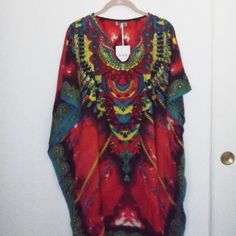 Nwt Jovie Kaftan. One Size Fits Most ( M- Xl). 38" Long And 40" Wide Hidden Pockets On The Sides Material: 100% Polyester Made In India Spring Red Kaftan With Vibrant Print, Red Spring Kaftan With Vibrant Print, Red Kaftan With Vibrant Print For Spring, Casual Red V-neck Kaftan, Red V-neck Kaftan With Vibrant Print, Red Vibrant Print Kaftan For Summer, Red Vibrant Print Summer Kaftan, Red Kaftan With Vibrant Print For Summer, Vibrant Red Summer Kaftan