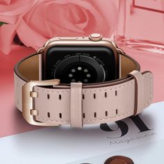 Apple Watch Bands Rose Gold, Pink Apple Watch Band, Leather Apple Watch Band, Pink Apple, Apple Watch Case, Apple Watch Bands Leather, Apple Watch Band, Watch Case, Pink Leather