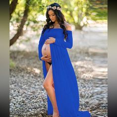 Super Cute And Stylish Ships In 5-10 Business Days Blue Maternity Dress For Spring Beach Occasion, Blue Maxi Dress For Maternity, Elegant Blue Maternity Dress For Summer, Blue Maternity Dress For Spring, Blue Maternity Dress For Spring Party, Elegant Blue Maternity Dress For Spring, Blue Maxi Maternity Dress For Party, Blue Maternity Dress Long, Fitted Blue Maternity Dress For Summer