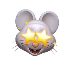 a mouse with three yellow stars on it's face