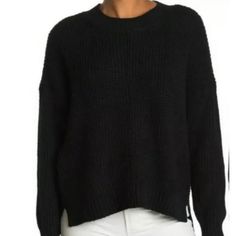 Nordstrom Sweet Romeo New Black Waffle Knit Center Seam Long Sleeve Shirt Color Black Size M. An Easy To Style Solid Color Waffle Knit Sweater With Center Seam Detail. Crew Neck. Long Sleeves. Center Seam. Waffle Knit Construction. Ribbed Hems Black Chunky Knit Crew Neck Top, Black Chunky Knit Sweater For Layering, Black Chunky Knit Top For Layering, Cozy Black Textured Knit Top, Casual Black Chunky Knit Sweater, Black Chunky Knit Top For Spring, Casual Chunky Knit Tops For Work, Black Textured Knit Casual Sweater, Cozy Black Chunky Knit Top