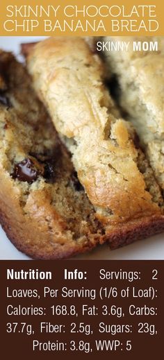 Skinny Chocolate Chip Banana Bread Metabolic Recipes, Banana Chocolate Chip Bread, Chocolate Chip Bread, Chocolate Chip Banana, Protein Desserts, Feeling Guilty, Banana Chocolate