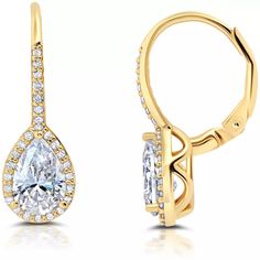 Pear Cut Halo Leverback Earrings Finished in 18kt Yellow Gold $105 .925 Sterling Silver 18kt Gold Finish 3012340e00cz 4.30 Carat Weight total Handset Flawless Cubic Zirconia 100% Hypoallergenic Lifetime Warranty Fine Jewelry Box & Gift Bag - FREE SHIPPING on orders over $100 ! Gia Certified Yellow Gold Diamond Earrings For Formal Occasions, Formal Gia Certified Yellow Gold Diamond Earrings, Formal Yellow Gold Gia Certified Diamond Earrings, Luxury Gold Pear-shaped Diamond Earrings, Gold Diamond Dangle Earrings With Halo Design, Yellow Gold Diamond Pear-shaped Earrings, Gia Certified Pear Shaped Formal Earrings, Gold Pear-shaped Diamond Earrings With Accents, Yellow Gold Pear-shaped Earrings With Diamond Accents