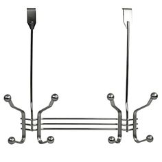 a metal rack with three hooks on it