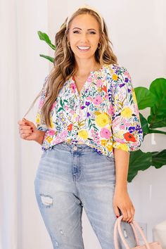 The time to grab this beauty is now! This top features unique bubble sleeves and a delicate white floral pattern! Effortlessly pair it with distressed skinnies for a chic and trendy look! Elevate your fashion game with this versatile and stylish top! 100% Cotton Trendy Balloon Sleeve Tops For Day Out, Spring Tops With Floral Print And Puff Sleeves, Floral Print Long Sleeve Puff Sleeve Top For Brunch, Chic Printed Blouse With Balloon Sleeves, Chic Puff Sleeve Blouse With Floral Print, Trendy Balloon Sleeve Tops For Summer, Brunch Floral Print Puff Sleeve Top, Brunch Floral Print Puff Sleeve Long Top, Feminine Floral Print Balloon Sleeve Top