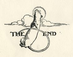 the end logo is shown in black ink on a white paper with an image of a person holding a circular object