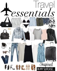 Travel Essentials Packing Light Summer, Travel Packing Outfits, Packing Clothes, Holiday Packing, Travel Outfit Summer, Vacation Packing, Travel Wardrobe