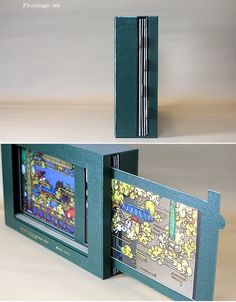 an open book with cartoon characters on it