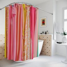 ntroducing our innovative and stylish Hanging Clothes Shower Curtain - the perfect fusion of functionality and design! Elevate your bathroom decor while maximizing practicality with this unique and versatile shower curtain. Key Features: Smart Design: This shower curtain features a realistic and eye-catching image of a clothesline with various garments hanging. The cleverly printed design adds a touch of nostalgia and charm to your bathroom, making it a delightful conversation starter for guests Boho Bathroom Decor, Fashion Closet, Boho Bathroom, Shower Curtain Rods, Hanging Clothes, Shower Curtain Hooks, Bathroom Shower Curtains, Smart Design, Curtain Hooks