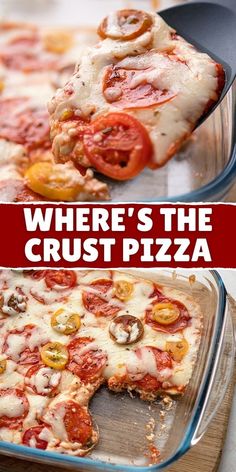 there is a pizza that has been cut in half with the words where's the crust?