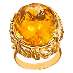 Approximately 20 Carat Natural Oval Citrine Cocktail Ring in 14 Karat Yellow Gold, Estate This is a ring which has a approximately 20 carat of high quality Citrine stone. The stone is 21X17 MM Color and clarity is very nice. No diamonds , no bling , just simple and solid make 14 K Yellow gold 11.8 grams with stone Ring size 6.5 and can be altered to any size Very nice vintage , gold design around the stone. Its very hard to capture the true color and luster of the stone, I have tried to add pict Luxury Yellow Oval Sapphire Ring, Luxury Oval Citrine Jewelry, Luxury Gold Oval Gemstones, Luxury Yellow Oval Rings, Elegant Yellow Oval Sapphire Ring, Oval Faceted Sapphire Ring For Formal Occasions, Luxury Faceted Yellow Ring, Oval Yellow Gold Topaz Gemstones, Oval Citrine Jewelry For Formal Occasions