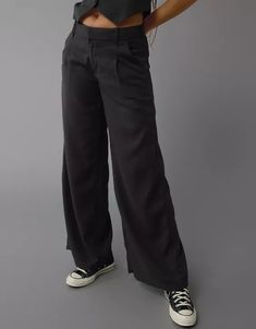 AE Linen-Blend Trouser Casual Linen Dress Pants Straight Leg, Casual Linen Dress Pants, Casual Linen Dress Pants For Workwear, Casual Linen Dress Pants With Relaxed Fit, Casual Relaxed Fit Linen Dress Pants, Versatile High Waist Linen Bottoms, Casual Linen Straight Dress Pants, Trendy Linen Workwear Bottoms, Trendy Linen Bottoms With Pockets