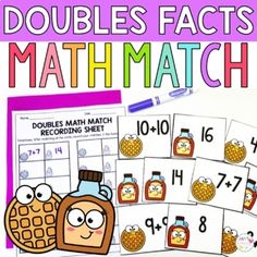 the doubles fact math match is shown with two pictures