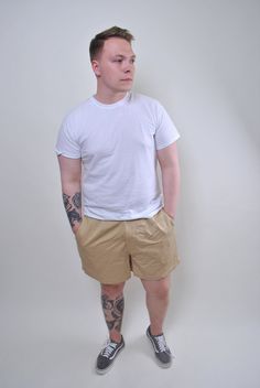 Stay stylish and comfortable with these vintage 90s beige Bermuda shorts from TARASCOMMON.ETSY.COM. These plus-size chino military shorts in Size XL are perfect for adding a classic touch to your summer wardrobe. Size: XL Width: 18.5 inches Length: 18.11 inches Please note that all measurements are taken seam to seam while lying flat. Crafted from cotton, these shorts are both breathable and durable. This item is vintage and may have some defects, which adds to its unique character. Additional p Beige Cotton Bermuda Cargo Shorts, Khaki Cotton Knee-length Bermuda Shorts, Relaxed Fit Khaki Cargo Shorts, Khaki Relaxed Fit Knee-length Shorts, Summer Khaki Relaxed Fit Cargo Shorts, Casual Beige Cotton Cargo Shorts, Beige Relaxed Fit Knee-length Bermuda Shorts, Casual Beige Bermuda Cargo Shorts, Beige Relaxed Fit Bermuda Shorts