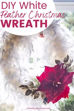 DIY White Feather Christmas Wreath (and 40+ More DIY Wreath Ideas) Diy Wreath Ideas Christmas, Wreath Ideas Christmas, Wreath Ideas Diy, Diy Wreath Ideas, Christmas Wreath Supplies, White And Gold Christmas, Christmas Colour Schemes, Glam Christmas Decor, Diy Christmas Wreath