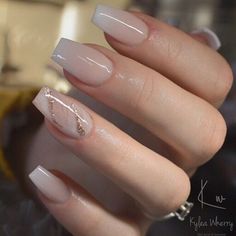 Wedding Nails Neutral Simple, Elegant Wedding Nails For Bride Square, Banquet Nails Ideas, New Job Nails, Wedding Coffin Nails, Wedding Nails Bridesmaid Acrylic, Nude Nails With Design Simple, Ombre Nails With Flowers, Coffin Nails Designs Summer