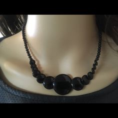 Over 15 Years Old, Never Used A Simple Yet Beautiful Genuine Black Onyx & Necklace With Graduated Circle And Round Beads 16 Inch Strand With A Silver Plated Beaded Lobster Clasp Closure. Nice Shiny Black And Silver, Classy! The Center Circle Is About The Size Of A Quarter, Very Elegant! Perfect For Any Occasion. Different Designs And Matching Rings Available At Other Listings See Pictures! Bundle Up And Save! Elegant Black Beaded Necklaces With Polished Beads, Elegant Black Beaded Necklace With Polished Beads, Classic Black Beaded Necklaces With Polished Beads, Black Polished Bead Necklaces For Party, Formal Black Necklaces With Black Beads, Black Beaded Necklace For Formal Costume Jewelry, Black Beaded Costume Jewelry Necklace For Formal Occasions, Classic Black Beaded Necklace With Polished Beads, Party Black Beaded Necklaces With Polished Beads