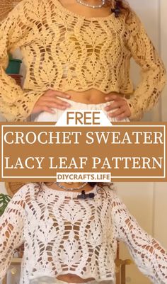 the crochet sweater lacy leaf pattern is easy to sew and can be used for