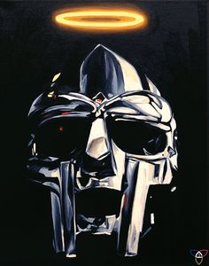 a painting of a skull wearing a helmet