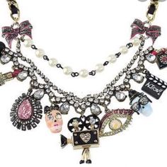 Selling To Buy Betsey Pieces I Need. This Is From The Film Noir Collection. The Necklace Is Rustic Gold, Gunmetal. The Charms Include Lipstick, Camera, Skull Heads And Among More. Super Rare Nwot Designer Metal Necklace For Party, Party Multicolor Charms Necklaces, Luxury Pink Necklace For Party, Glamorous Pink Evening Necklaces, Designer Multicolor Jewelry For Party, Pink Costume Jewelry Necklace For Evening, Betsey Johnson Necklace, Quirky Fashion, Skull Head