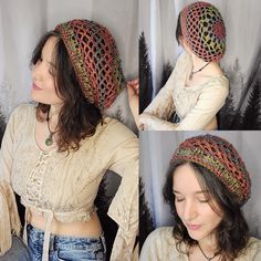 ~*PLEASE READ BEFORE PURCHASING First - this is a listing for a digital PDF file for a crochet pattern, NOT the item itself. The pattern for this handy hat is also available for FREE on my blog here https://moralefiber.blog/2019/03/08/mandala-tam-free-pattern/ - the paid pattern version is available for those who want the portability and printability of a PDF - or if you just love me and want to give me yarn money ;) I started making these netted caps way back when I had lots more hair, to keep it out of my way while traveling. I love using using this style of hat as a pretty way to keep damp hair out of the cold or just when I didn't feel like messing with the tresses at all (always). This pattern includes two different sizes of hat, a Small netted cap for those with less hair, and a Larg Morale Fiber, Dragon Hats, Fall Hat, Pattern Mandala, Hooded Cowl, Fall Hats, Fringed Poncho, Boho Fringe, Lace Caps