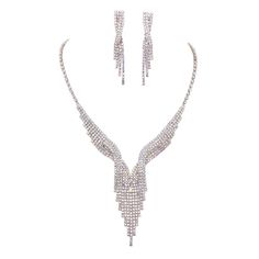 Bridal Jewelry – Page 2 – Rosemarie Collections Fringe Jewelry, Evening Necklace, Rhinestone Fringe, Bib Necklace, Bridal Set, Bridal Sets