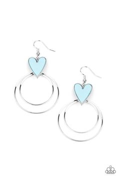 "Happily Ever Hearts": Dainty silver hoops attach to the bottom of a playful Cerulean heart frame, creating a flirtatious pop of color. Earring attaches to a standard fishhook fitting. Sold as one pair of earrings. Want these in Yellow? Emerald Style, Cats Eye Stone, Heart Frame, Paparazzi Accessories, Blue Gems, White Rhinestone, Fabulous Jewelry, Silver Bars, Paparazzi Jewelry