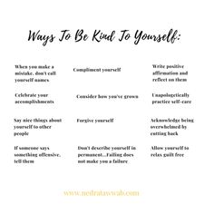 the four ways to be kind to yourself