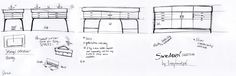 sketches of furniture and drawers in various stages of construction