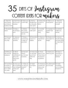 the 25 days of instagramm content ideas for makers to use in your blog