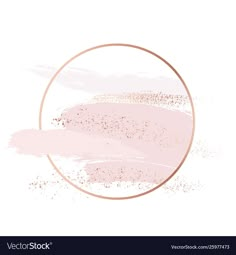 a pink and gold circle frame on a white background with some spots in the middle