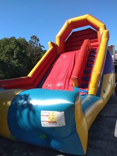 an inflatable water slide on the ground