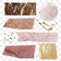 gold, pink and white glittered paper with stars on the side transparent background png clipart