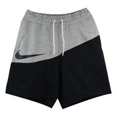 Nike Sportswear Swoosh Small Colorblock Sports Shorts Black Gray Blackgray BV5310-064 (Men's/Gift to Boyfriend) Sporty Shorts With Contrast Color, Sporty Color Block Workout Shorts, Nike Sports Shorts In Gray, Nike Gray Sports Shorts, Black Sporty Shorts With Contrast Color, Sporty Black Shorts With Contrast Color, Sporty Short Color Block Bottoms, Athleisure Color Block Sports Shorts, Athleisure Color Block Shorts For Sports