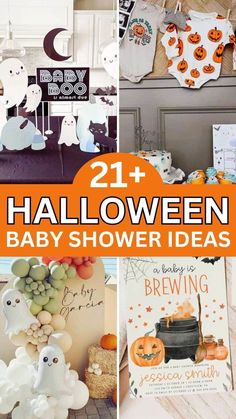 halloween baby shower ideas with pumpkins and ghost decorations