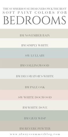 an image of the different colors for bedroom decor