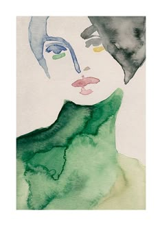 a watercolor painting of a woman's face