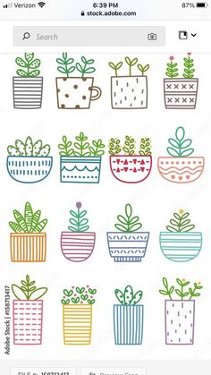 a bunch of potted plants on a white background