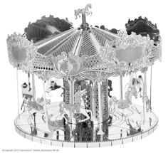 an advertisement for the ebay fairgrounds, featuring a carousel with horses and people on it