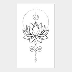 a black and white drawing of a lotus flower