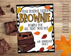 a brownie card with an autumn theme