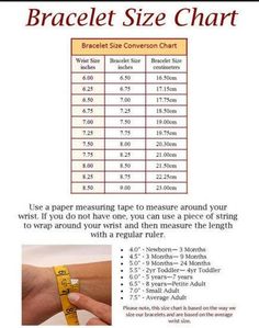 the instructions for how to measure your braclet size chart is shown in this diagram